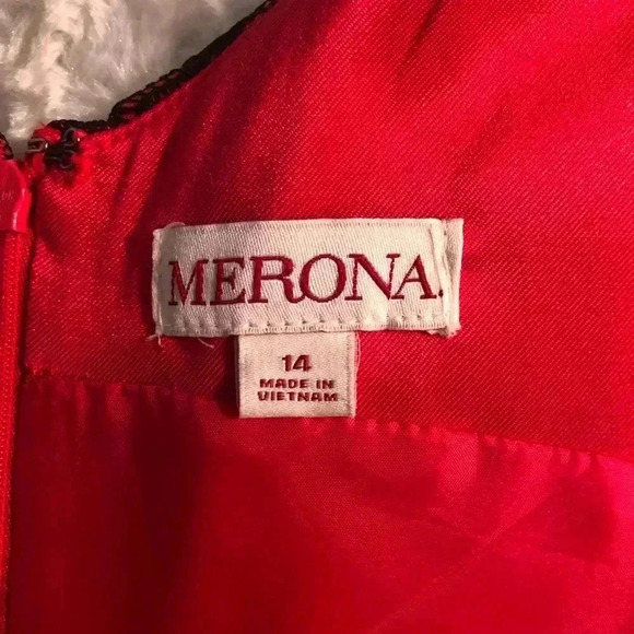 Merona Size 14 Red and Black Lace A-Line Whimsical Pin Up Dress Sleeveless - Picture 4 of 6